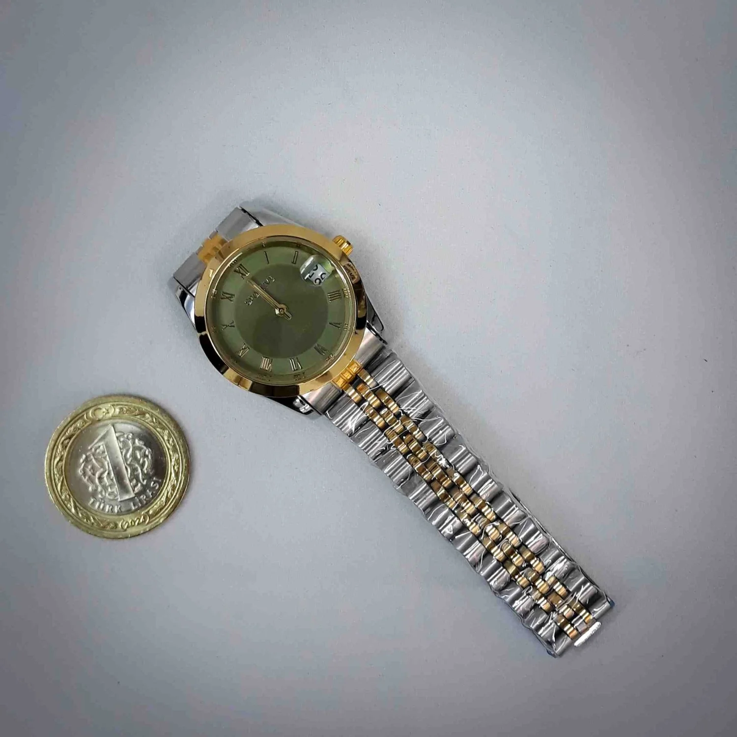 Sportive Çelik Rolex Model Yeşil Unisex Kol Saati - Thumbnail 3