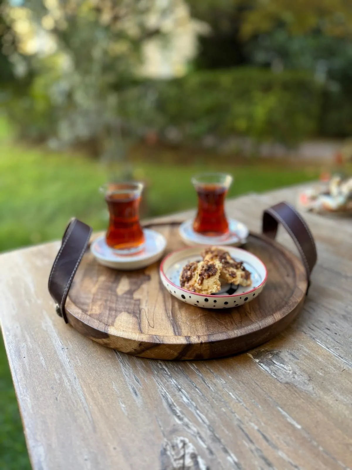 Deri saplı ceviz tepsi - Thumbnail 2