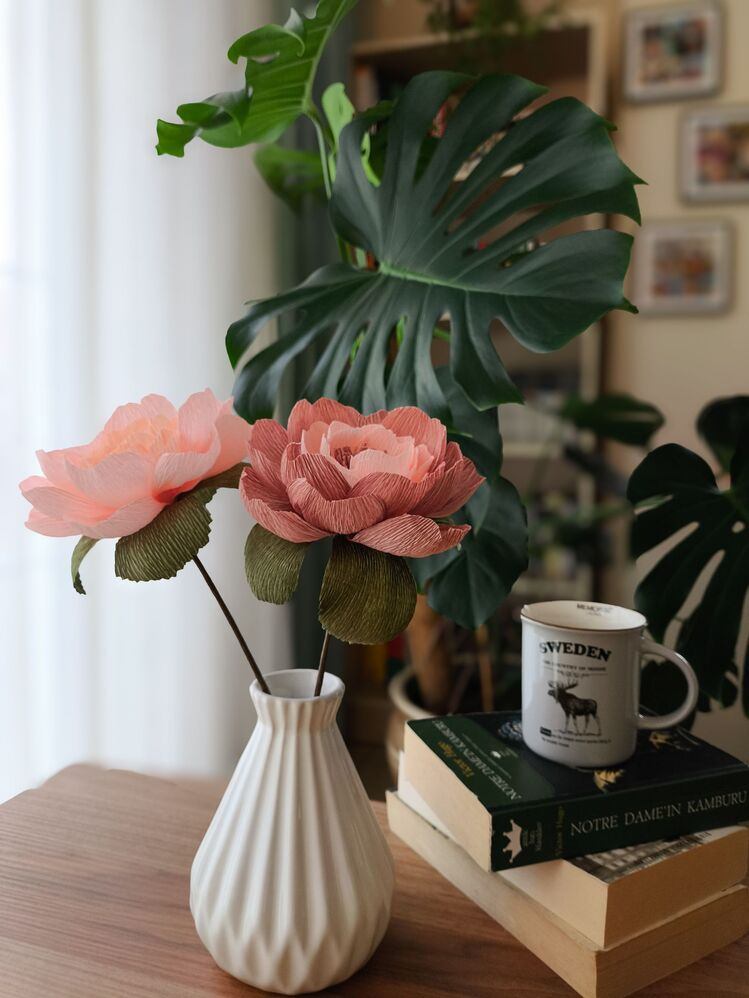 Mocha Mousse Peony/Kağıt Çiçek Sanatı - Thumbnail 4