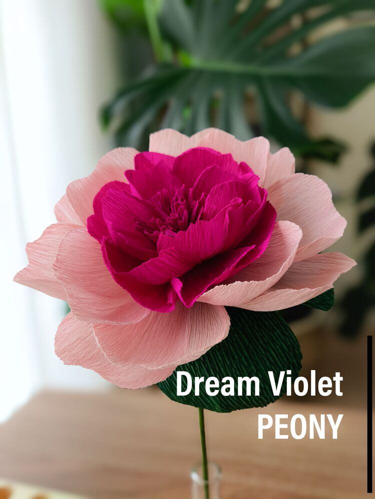 Dream Violet Peony/ Kağıt Çiçek Sanatı - Görsel 1