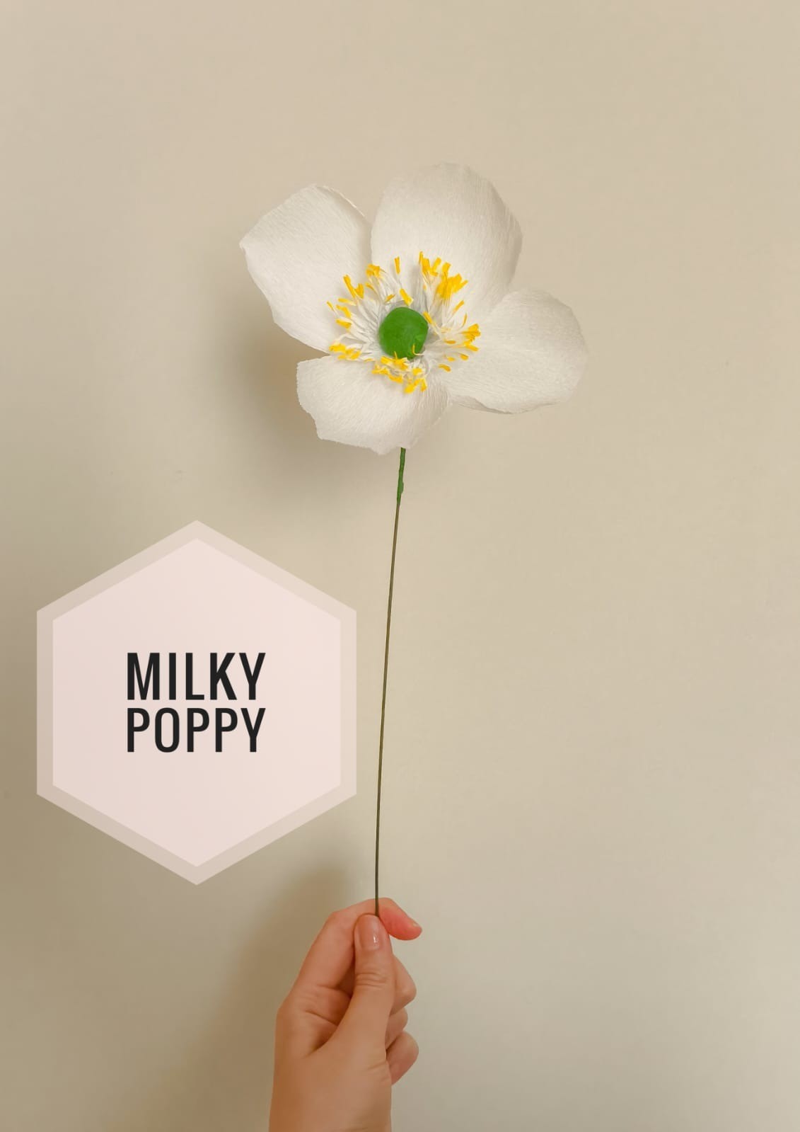 Milky Poppy- Kağıt Çiçek - Görsel 1