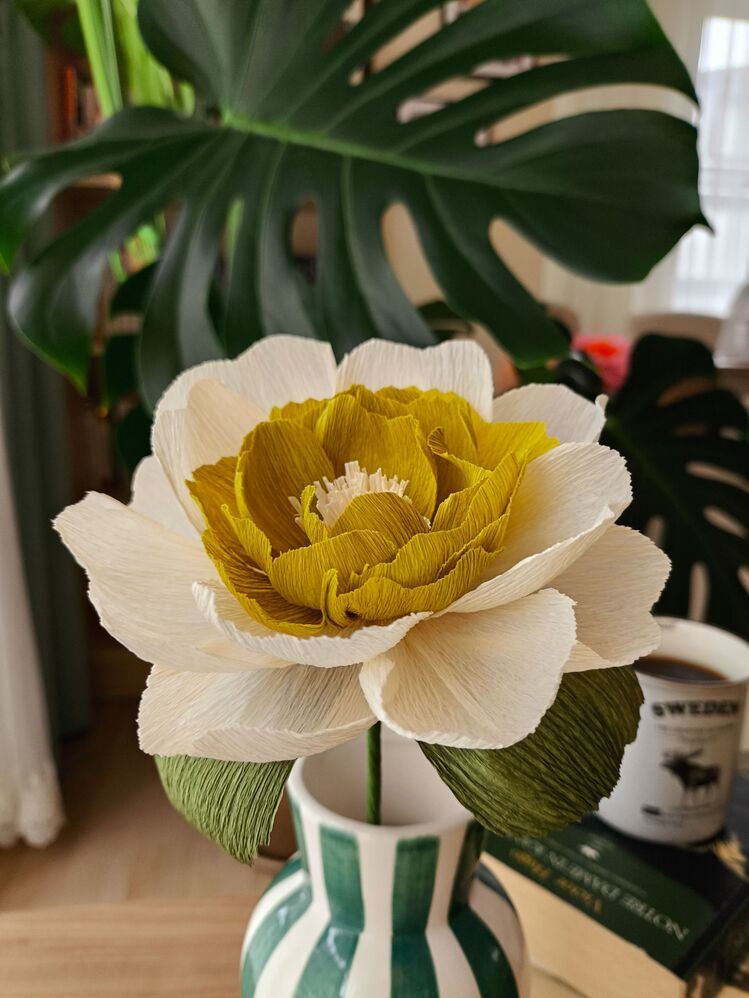Olive Effect Peony/ Kağıt Çiçek Sanatı - Thumbnail 2