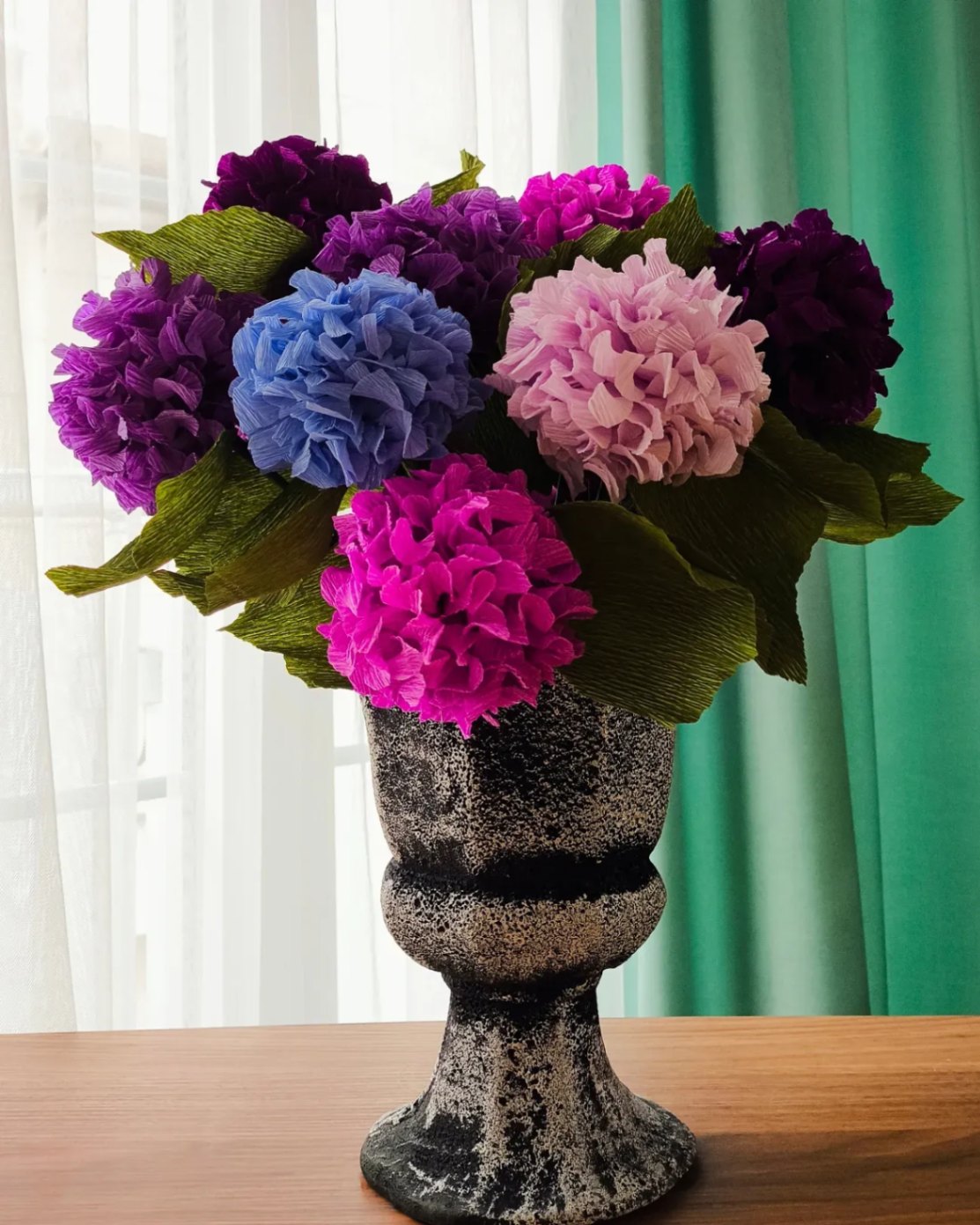 Mürdüm Ortanca / Plum Purple Hydrangea-Kağıt Çiçek - Thumbnail 4