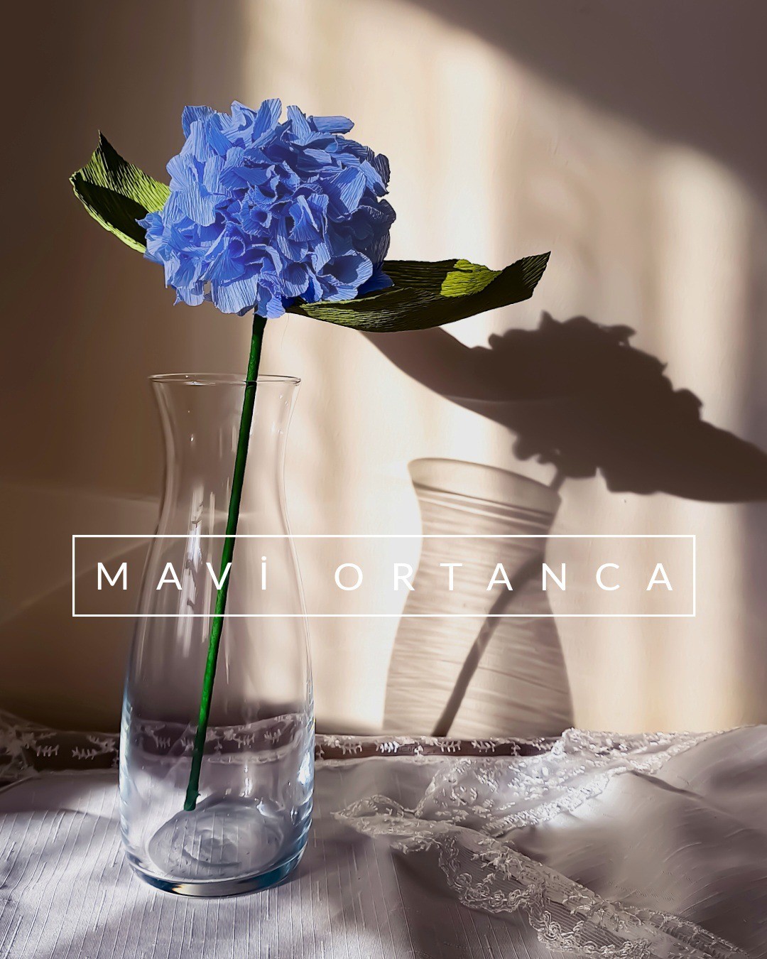 Mavi Ortanca / Blue Hydrangea-Kağıt Çiçek - Görsel 1