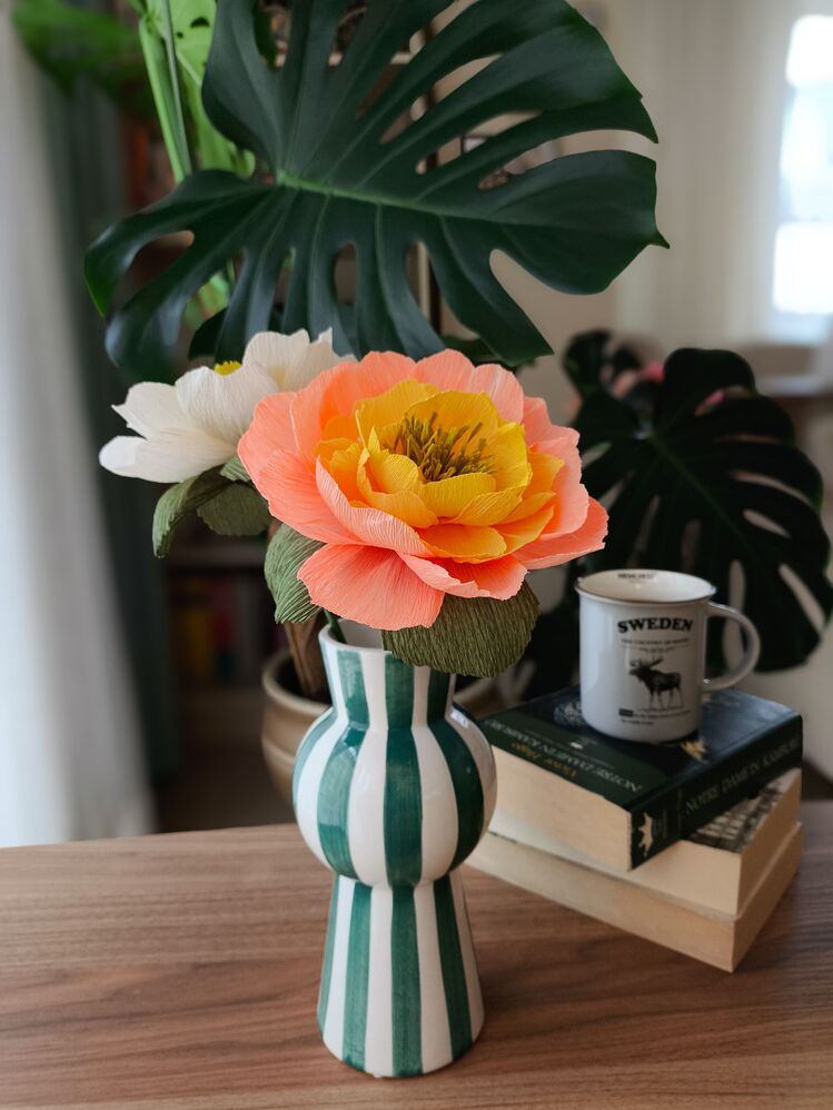 Peach Flavor Peony/ Kağıt Çiçek Sanatı - Thumbnail 5