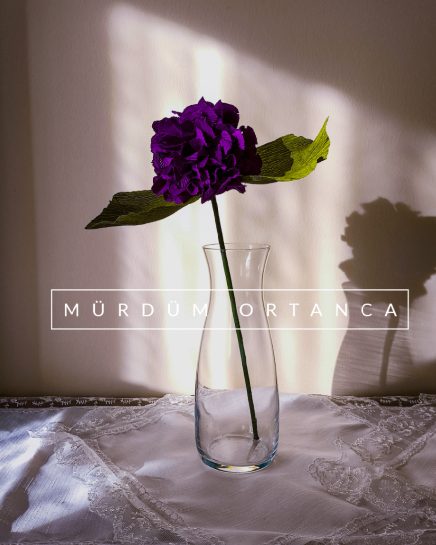 Mürdüm Ortanca / Plum Purple Hydrangea-Kağıt Çiçek - Görsel 1