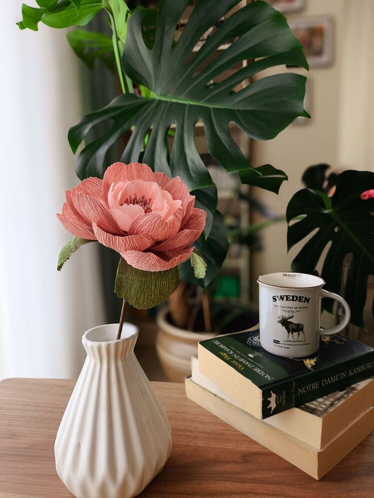 Mocha Mousse Peony/Kağıt Çiçek Sanatı - Thumbnail 2