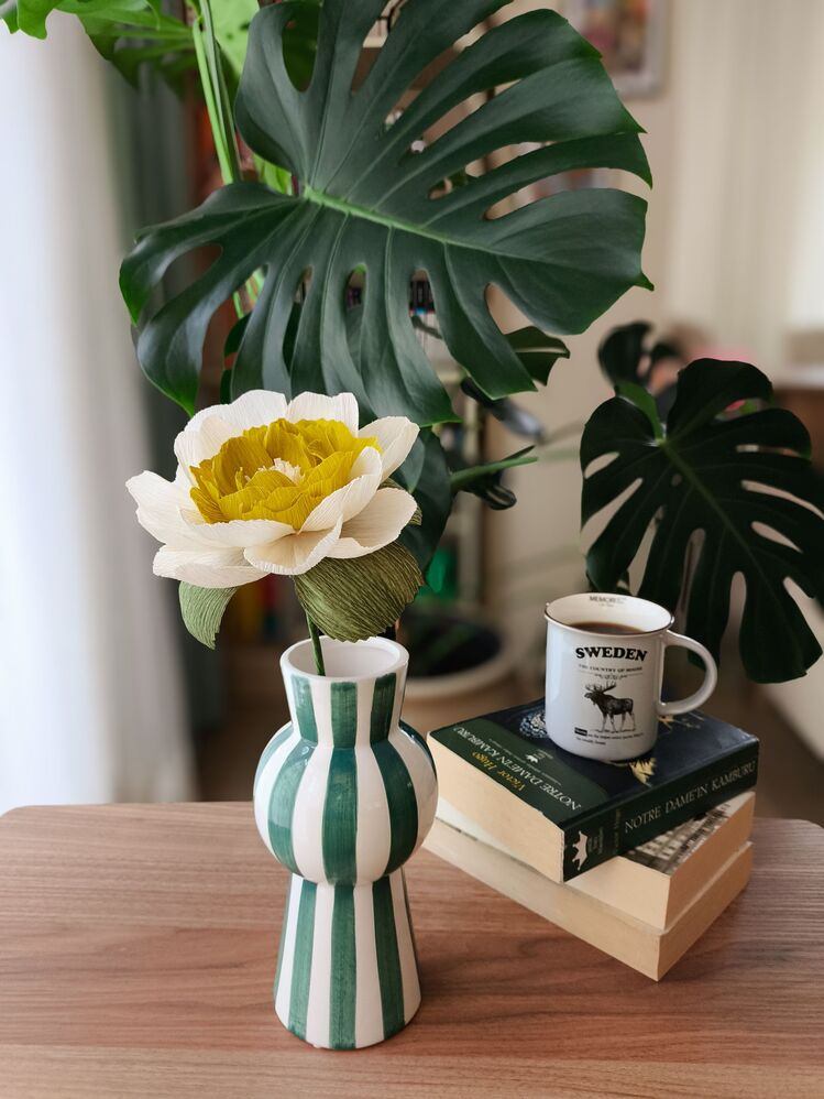 Olive Effect Peony/ Kağıt Çiçek Sanatı - Thumbnail 3