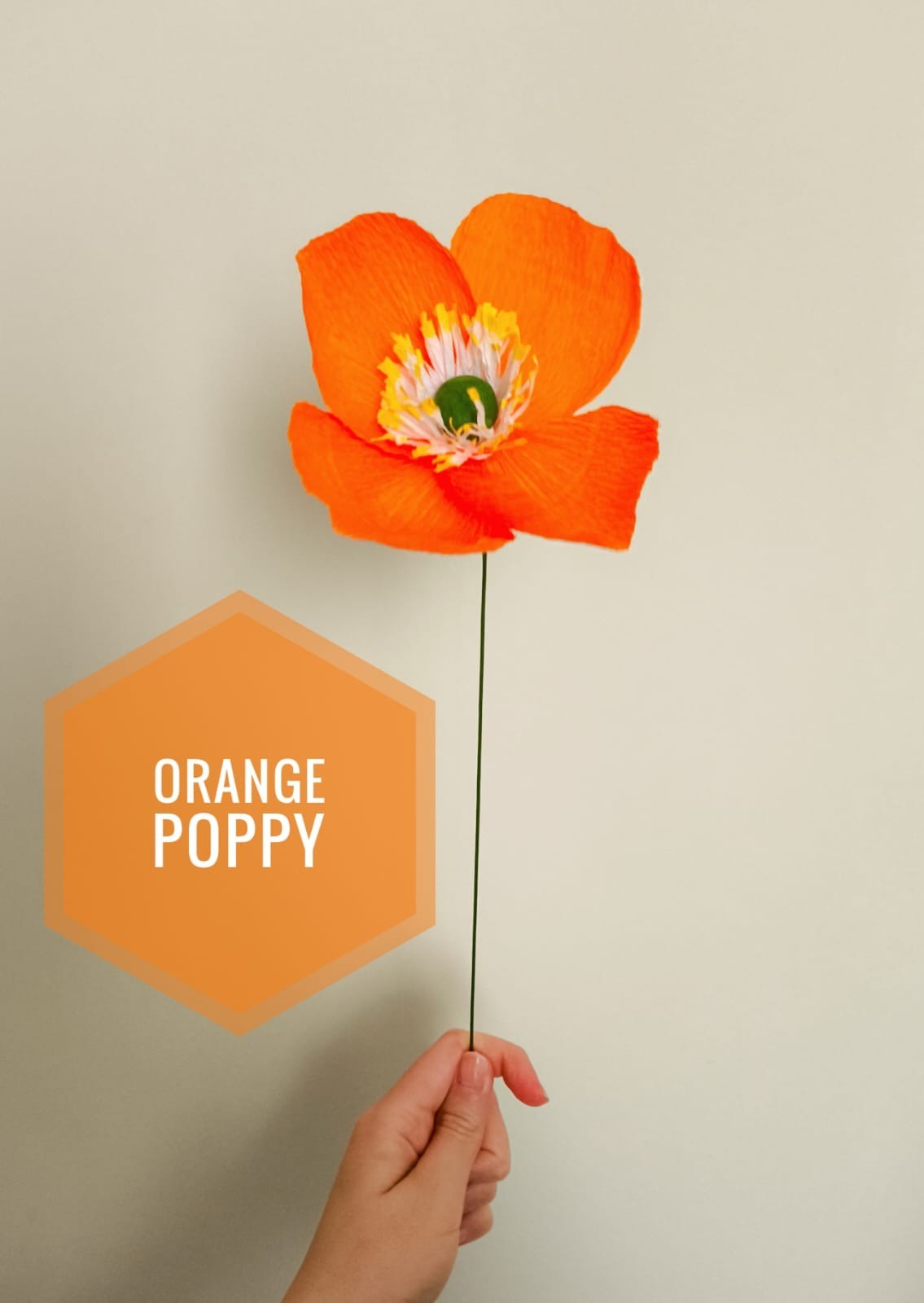 Orange Poppy- Kağıt Çiçek - Görsel 1