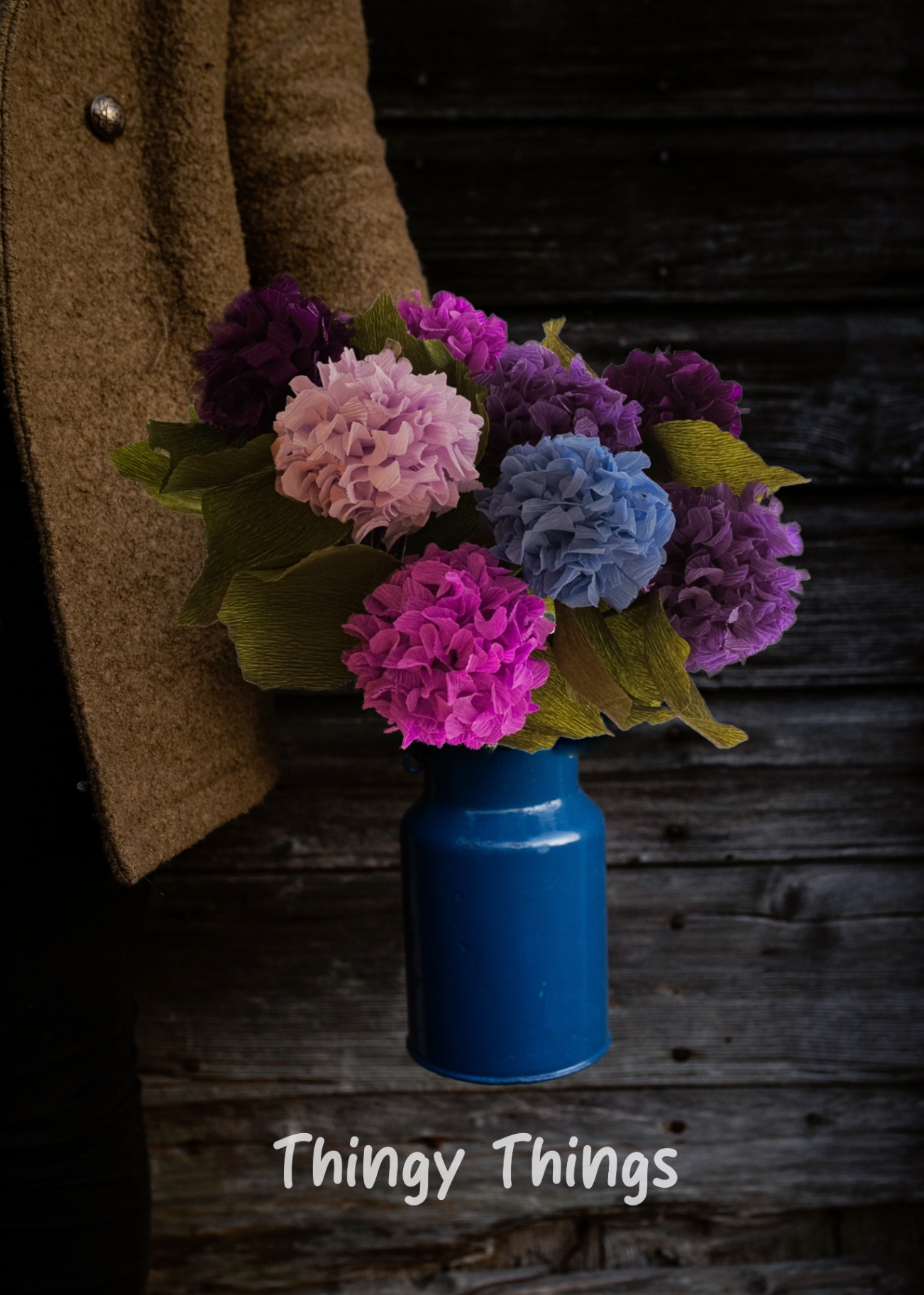 Mürdüm Ortanca / Plum Purple Hydrangea-Kağıt Çiçek - Thumbnail 2