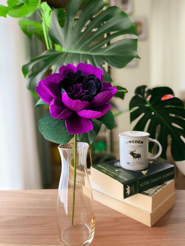 Deep Purple Peony/Kağıt Çiçek Sanatı - Thumbnail 5