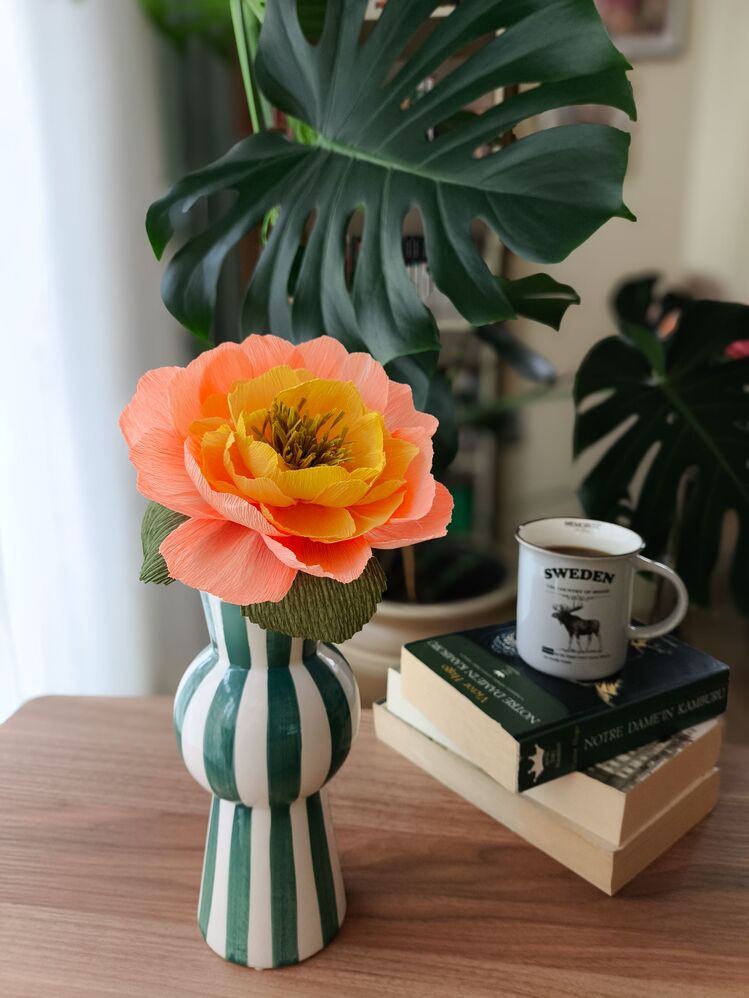 Peach Flavor Peony/ Kağıt Çiçek Sanatı - Thumbnail 2