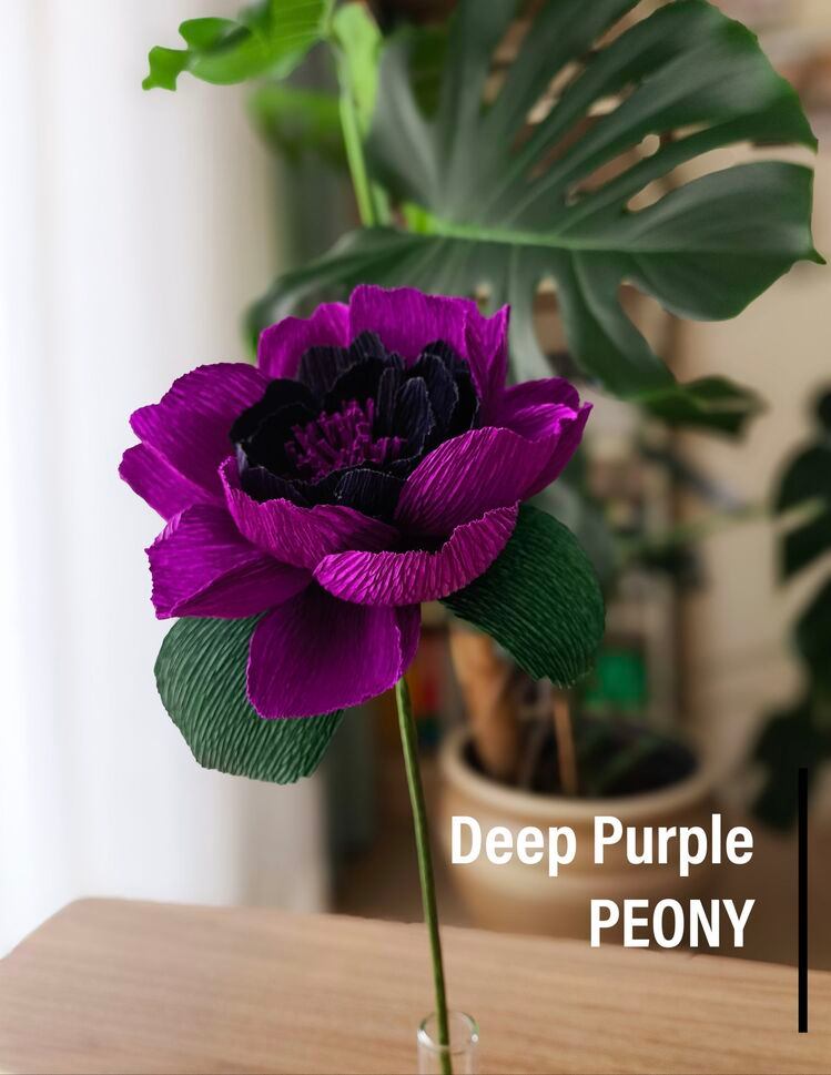 Deep Purple Peony/Kağıt Çiçek Sanatı - Görsel 1